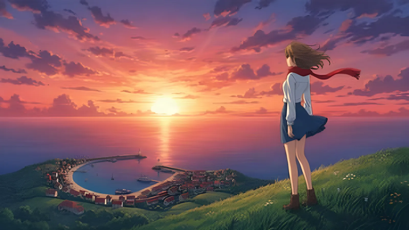 AI-generated anime illustration upscaled 4x with clean line art — After