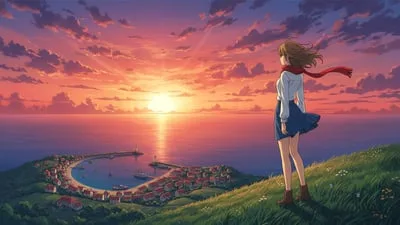 AI-generated anime illustration upscaled 4x with clean line art — Before