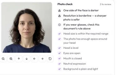The photo check listing passed and flagged items